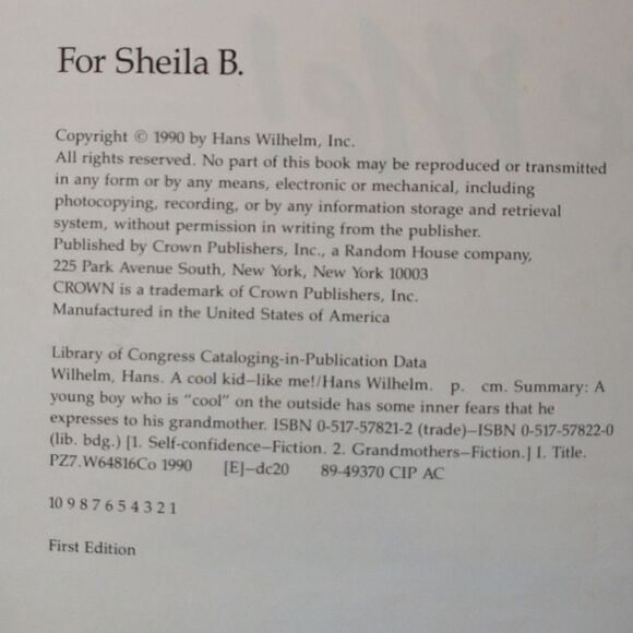 A Cool Kid Like Me H Wilhelm 1990 First Edition Hardcover Childrens Book Vintage - Picture 9 of 16